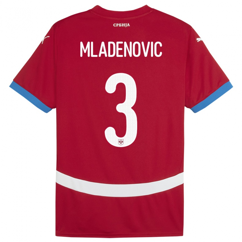 Kobiety Serbia Filip Mladenovic #3 Czerwony Domowa Koszulka 24-26 Koszulki Klubowe