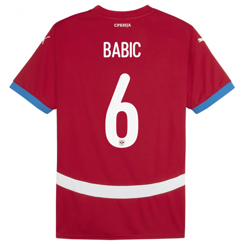 Kobiety Serbia Srdjan Babic #6 Czerwony Domowa Koszulka 24-26 Koszulki Klubowe