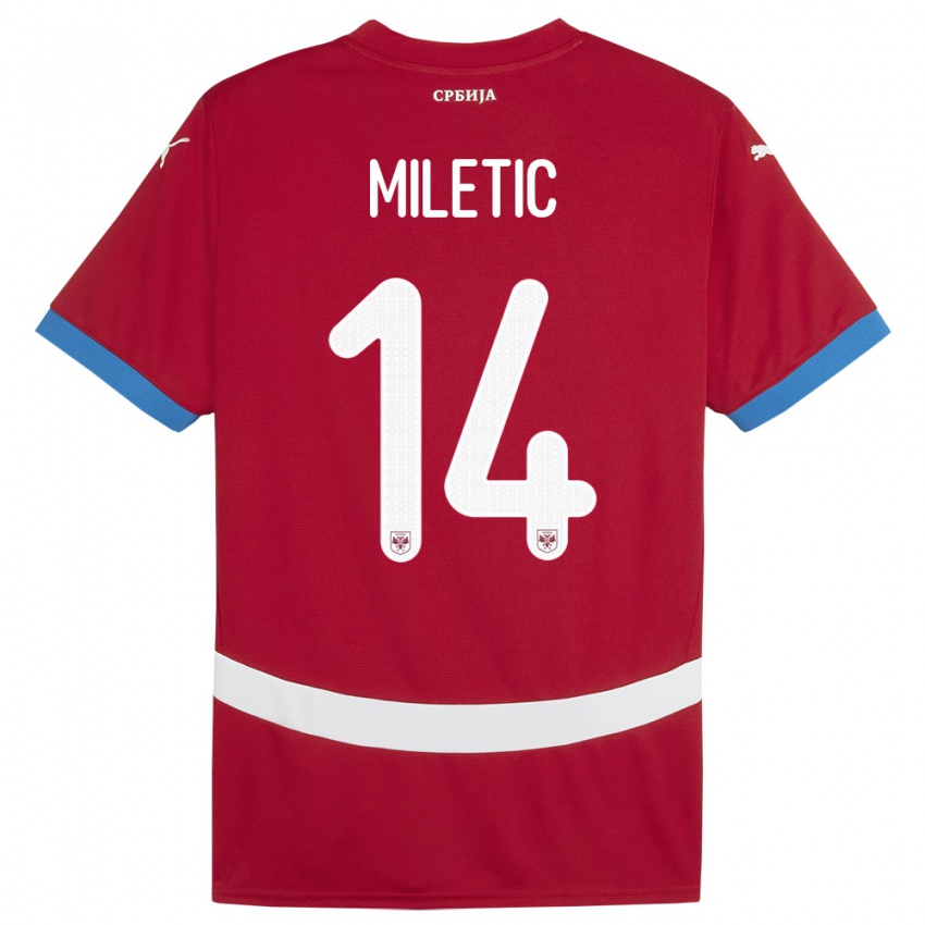 Kobiety Serbia Vladimir Miletic #14 Czerwony Domowa Koszulka 24-26 Koszulki Klubowe