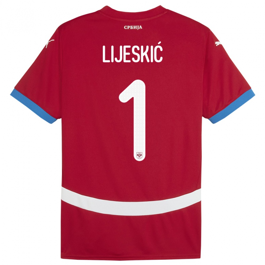 Kobiety Serbia Luka Lijeskic #1 Czerwony Domowa Koszulka 24-26 Koszulki Klubowe