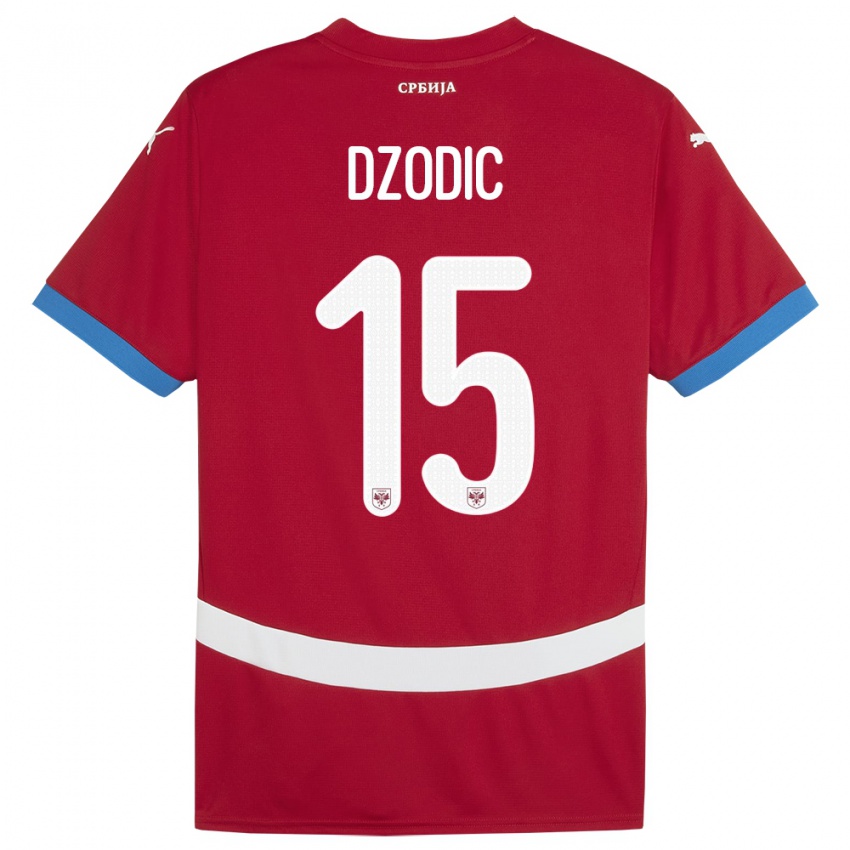 Kobiety Serbia Stefan Dzodic #15 Czerwony Domowa Koszulka 24-26 Koszulki Klubowe