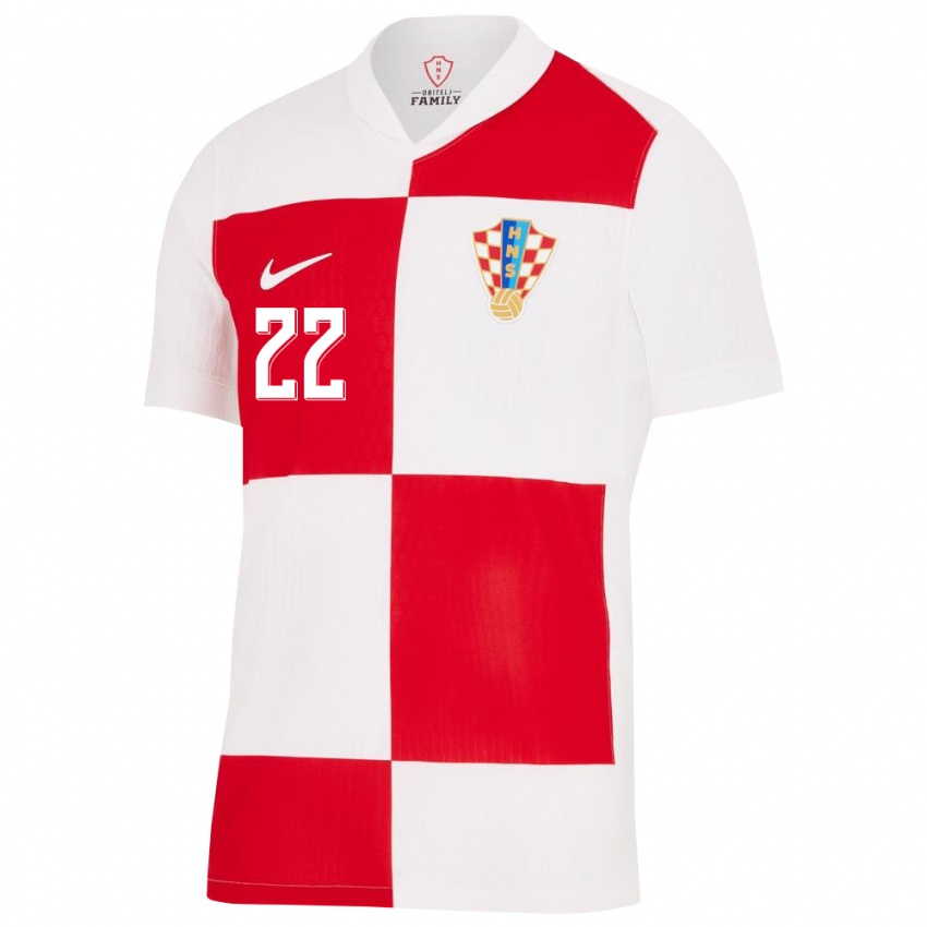 Kobiety Chorwacja Niko Jankovic #22 Biało - Czerwony Domowa Koszulka 24-26 Koszulki Klubowe