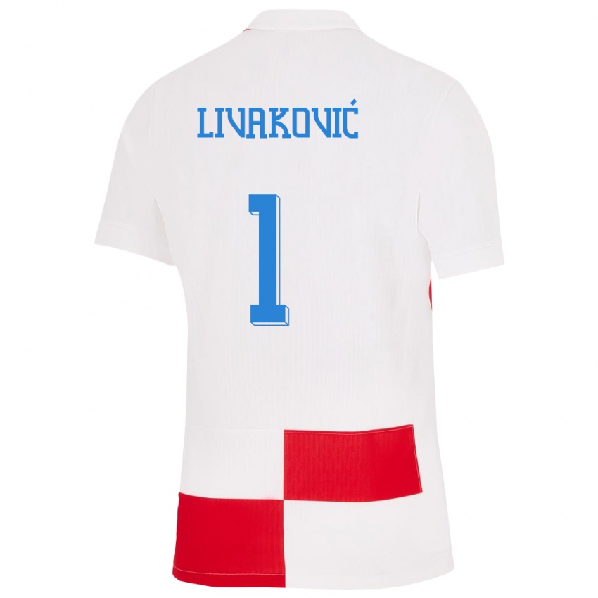 Kobiety Chorwacja Dominik Livakovic #1 Biało - Czerwony Domowa Koszulka 24-26 Koszulki Klubowe