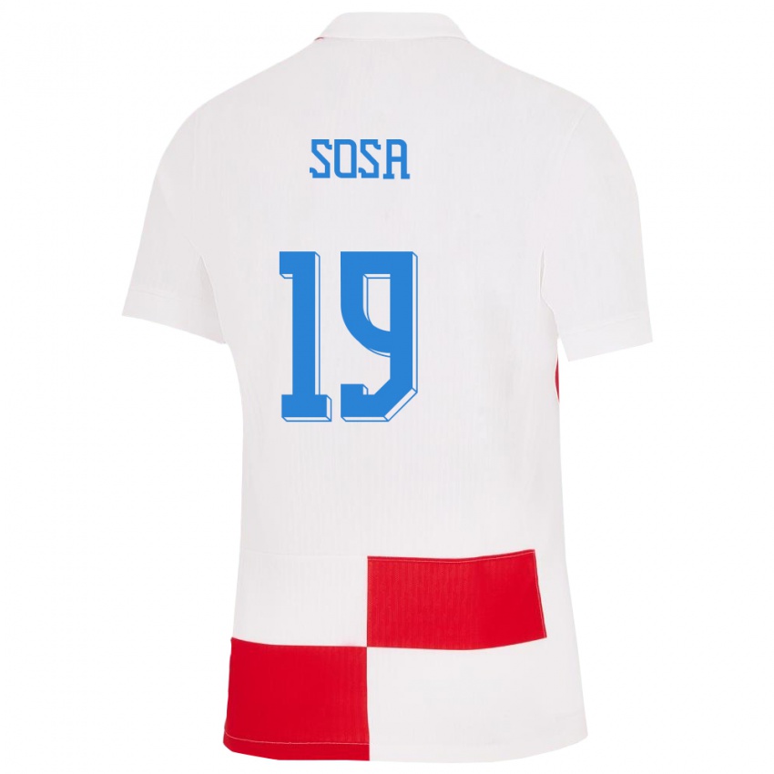 Kobiety Chorwacja Borna Sosa #19 Biało - Czerwony Domowa Koszulka 24-26 Koszulki Klubowe
