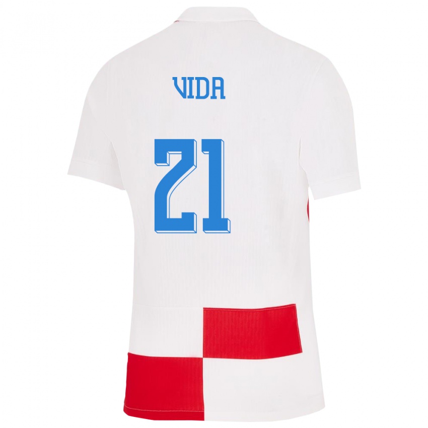Kobiety Chorwacja Domagoj Vida #21 Biało - Czerwony Domowa Koszulka 24-26 Koszulki Klubowe