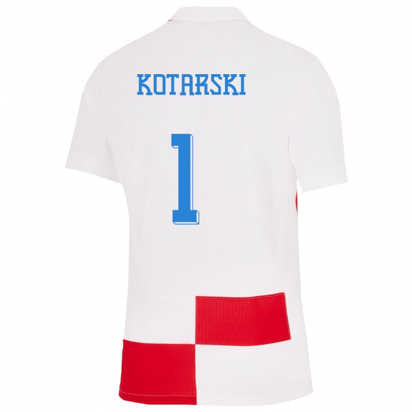 Kobiety Chorwacja Dominik Kotarski #1 Biało - Czerwony Domowa Koszulka 24-26 Koszulki Klubowe