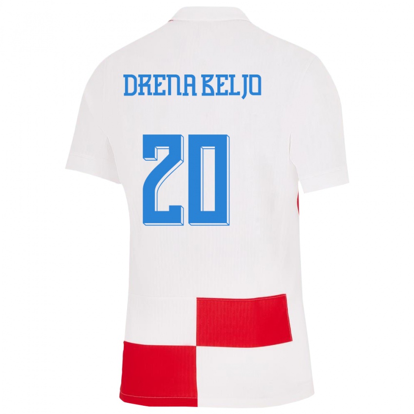 Kobiety Chorwacja Dion Drena Beljo #20 Biało - Czerwony Domowa Koszulka 24-26 Koszulki Klubowe