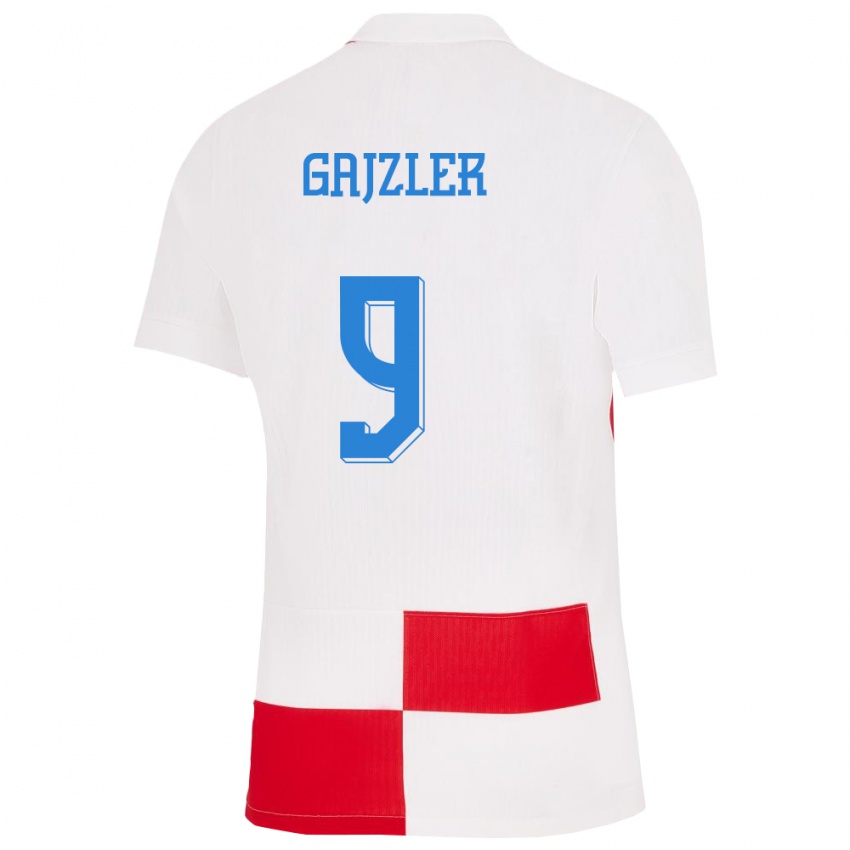 Kobiety Chorwacja Niko Gajzler #9 Biało - Czerwony Domowa Koszulka 24-26 Koszulki Klubowe