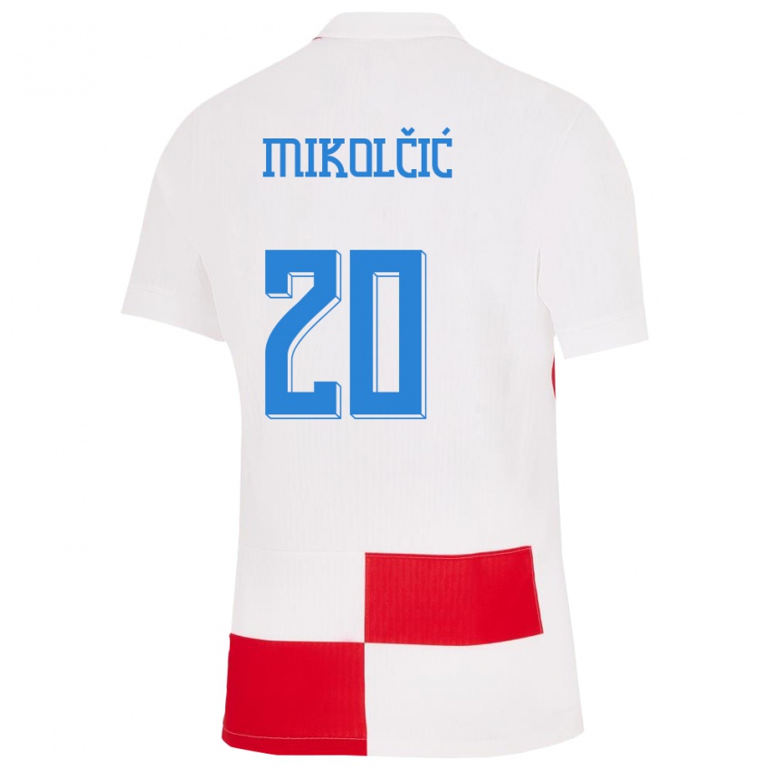 Kobiety Chorwacja Simun Mikolcic #20 Biało - Czerwony Domowa Koszulka 24-26 Koszulki Klubowe