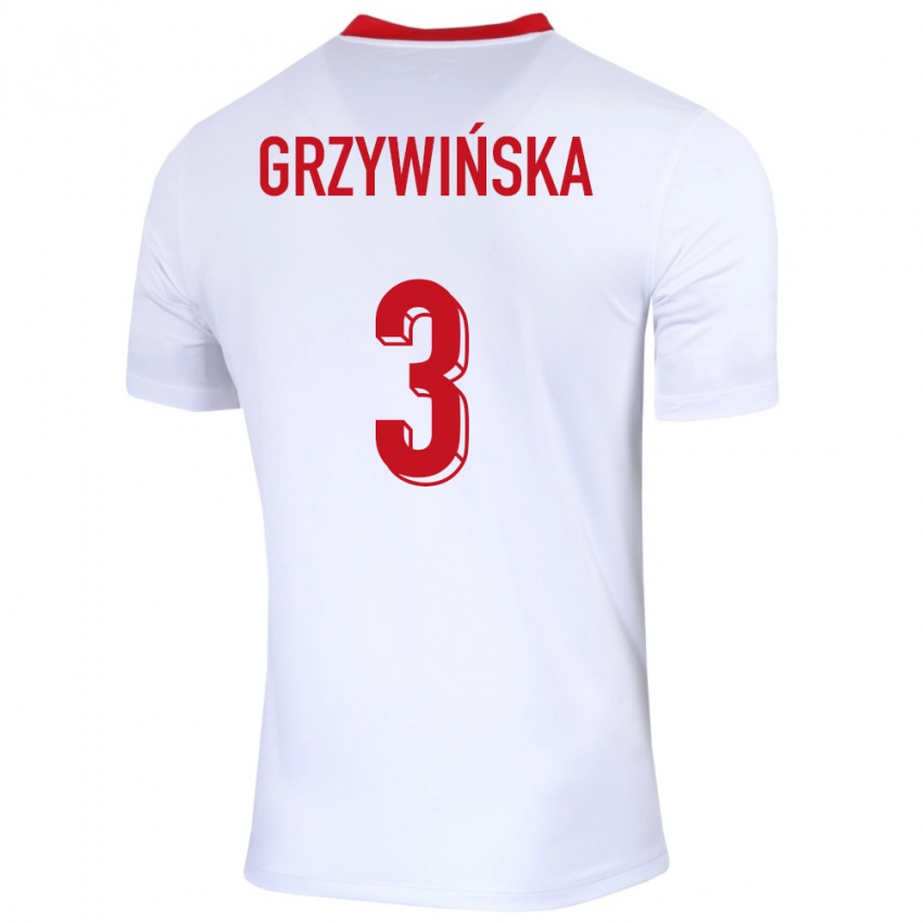 Kobiety Polska Gabriela Grzywinska #3 Biały Domowa Koszulka 24-26 Koszulki Klubowe