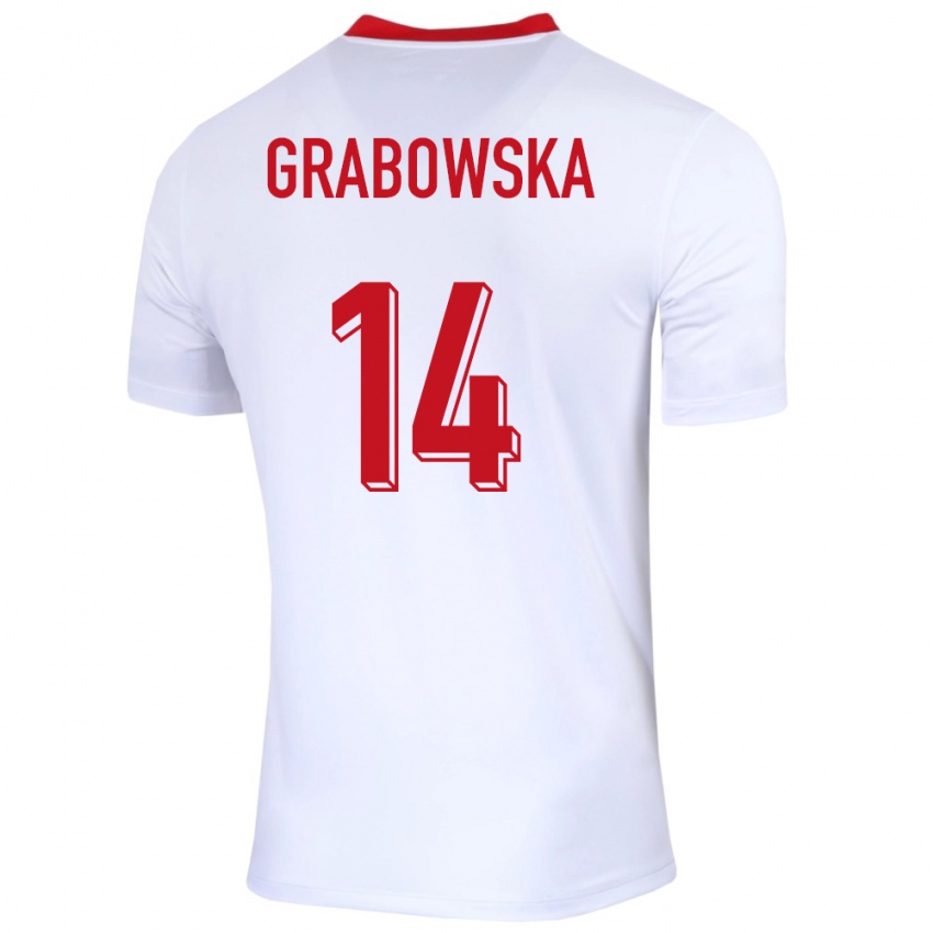Kobiety Polska Dominika Grabowska #14 Biały Domowa Koszulka 24-26 Koszulki Klubowe