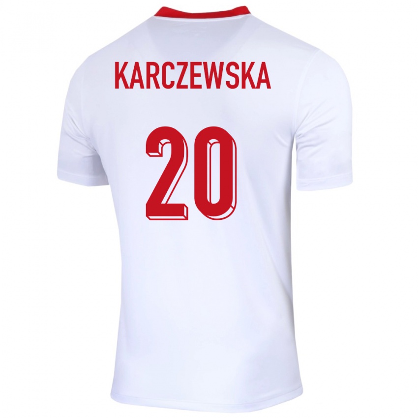 Kobiety Polska Nikola Karczewska #20 Biały Domowa Koszulka 24-26 Koszulki Klubowe