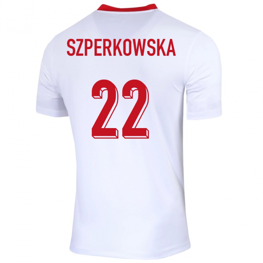 Kobiety Polska Oliwia Szperkowska #22 Biały Domowa Koszulka 24-26 Koszulki Klubowe