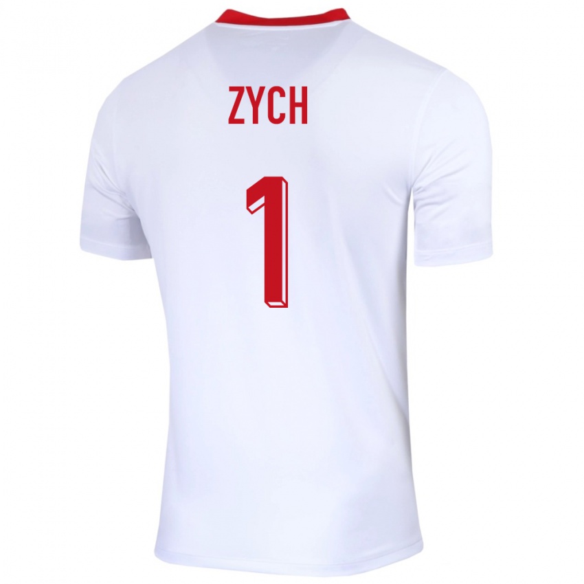 Kobiety Polska Oliwier Zych #1 Biały Domowa Koszulka 24-26 Koszulki Klubowe