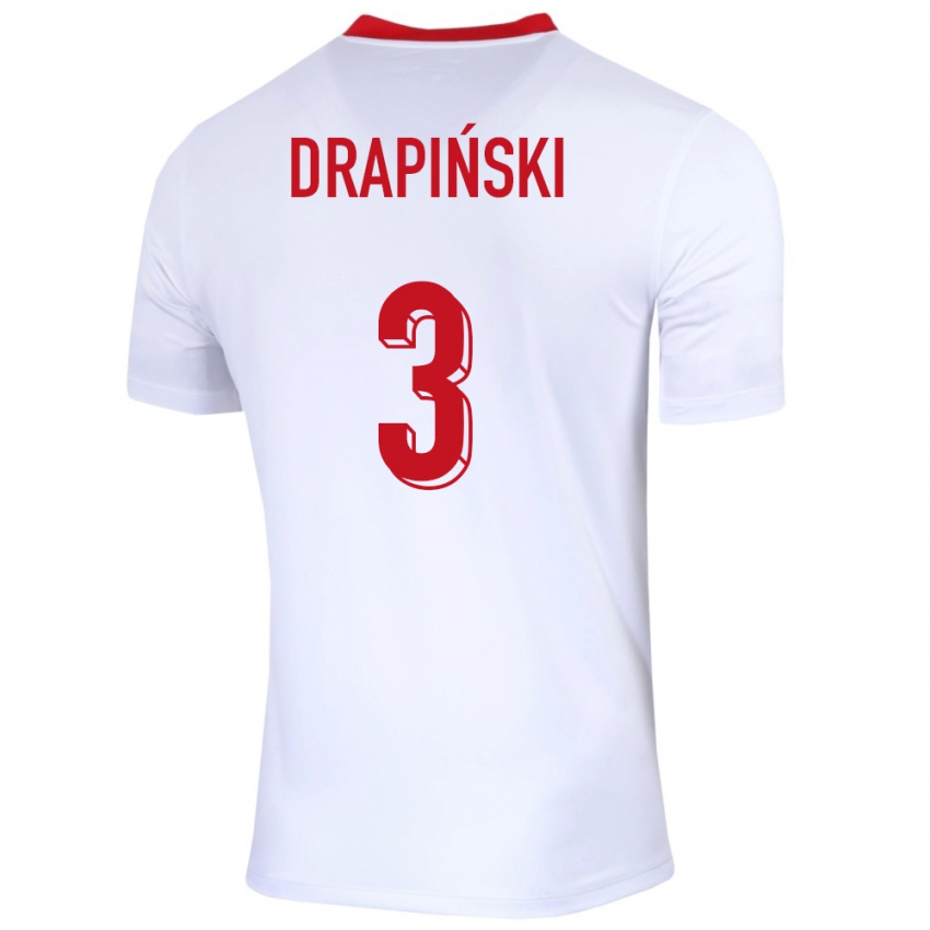Kobiety Polska Igor Drapinski #3 Biały Domowa Koszulka 24-26 Koszulki Klubowe