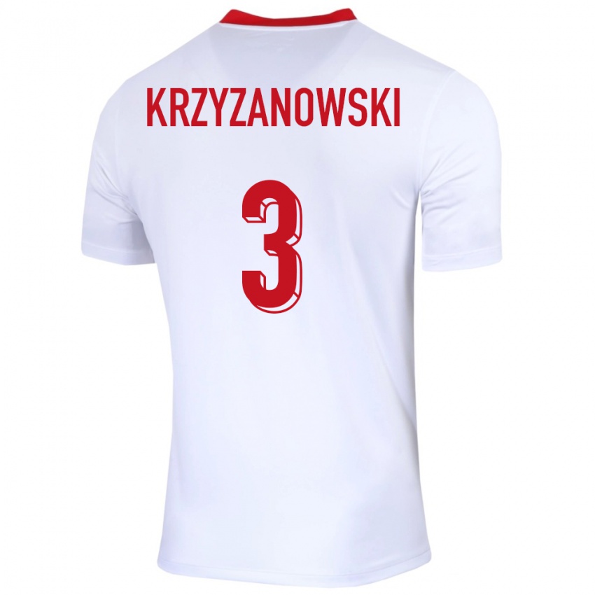 Kobiety Polska Jakub Krzyzanowski #3 Biały Domowa Koszulka 24-26 Koszulki Klubowe