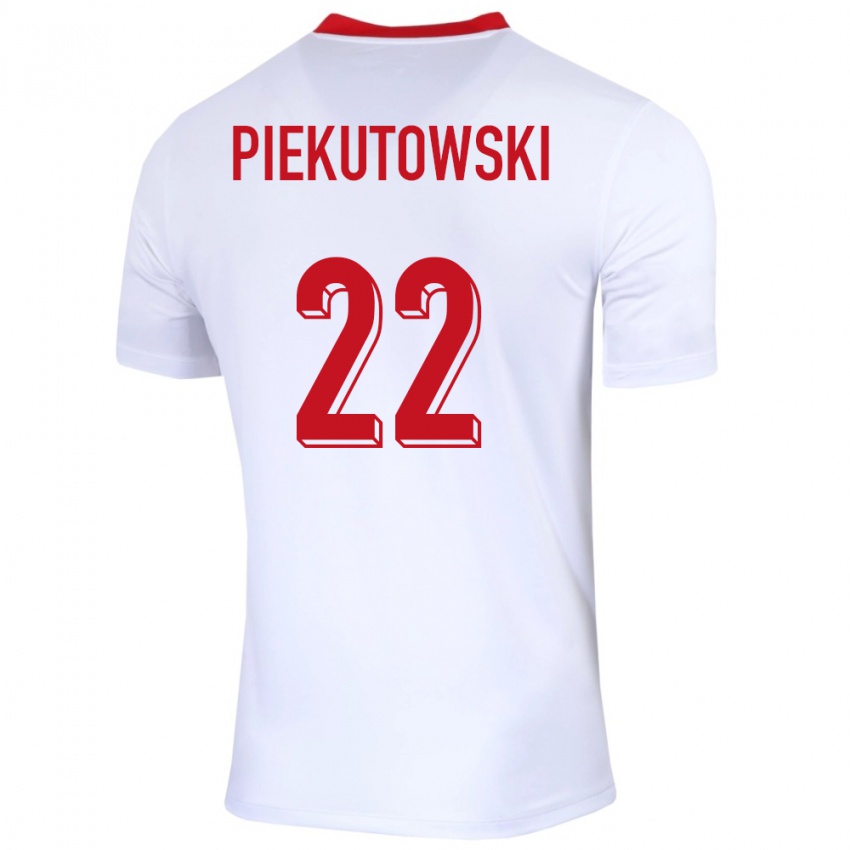Kobiety Polska Milosz Piekutowski #22 Biały Domowa Koszulka 24-26 Koszulki Klubowe
