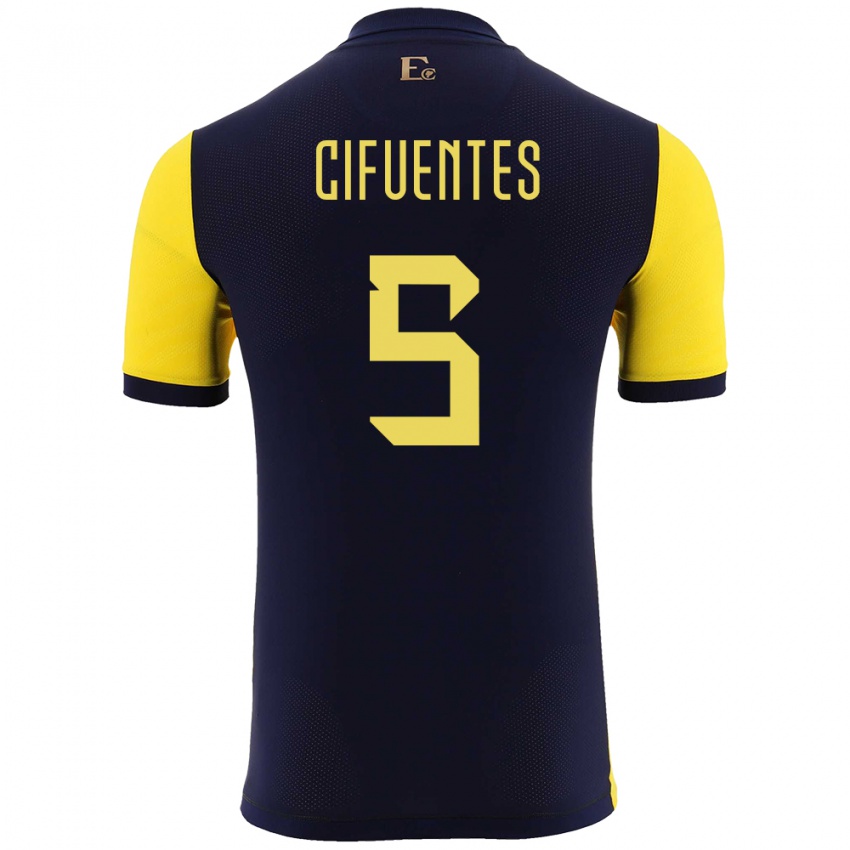 Kobiety Ecuador Jose Cifuentes #5 Żółty Domowa Koszulka 24-26 Koszulki Klubowe
