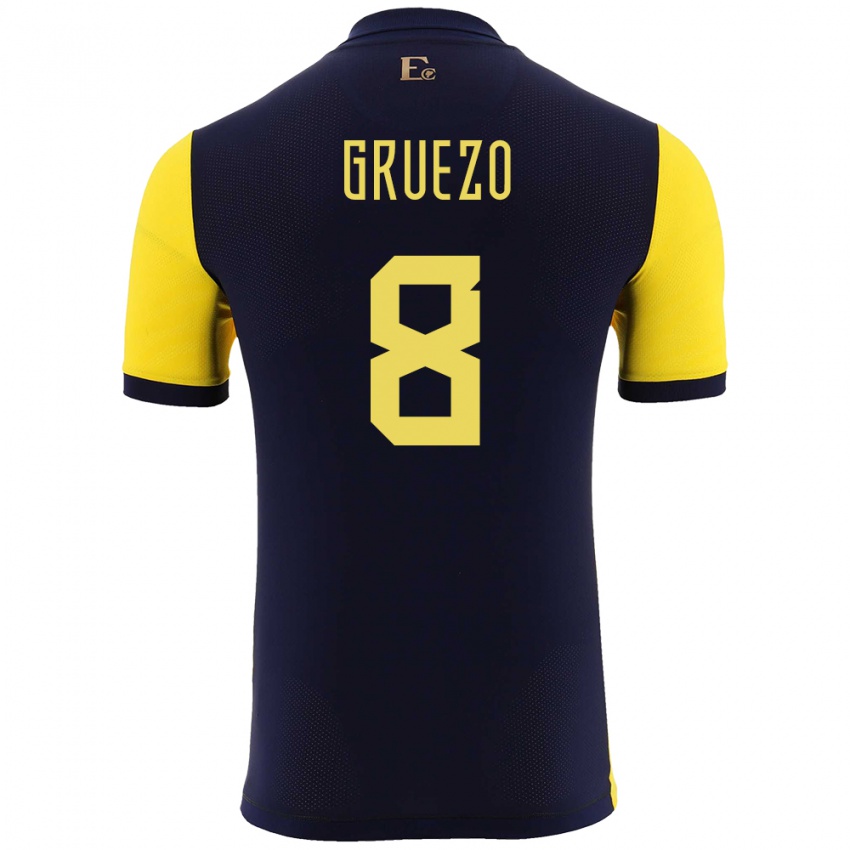 Kobiety Ecuador Carlos Gruezo #8 Żółty Domowa Koszulka 24-26 Koszulki Klubowe
