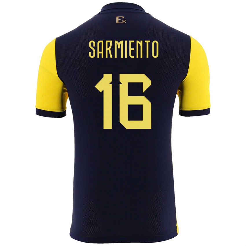 Kobiety Ecuador Jeremy Sarmiento #16 Żółty Domowa Koszulka 24-26 Koszulki Klubowe