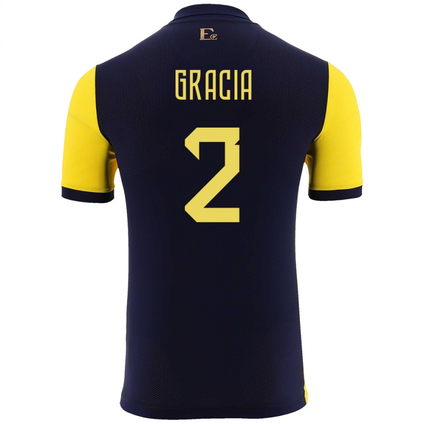 Kobiety Ecuador Ericka Gracia #2 Żółty Domowa Koszulka 24-26 Koszulki Klubowe