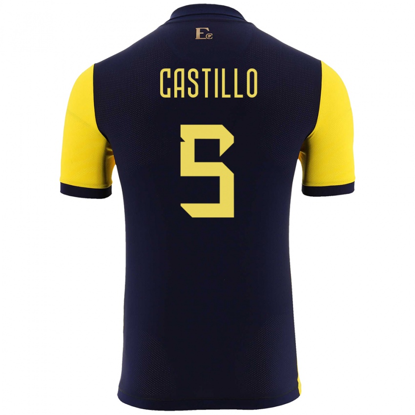 Kobiety Ecuador Denil Castillo #5 Żółty Domowa Koszulka 24-26 Koszulki Klubowe