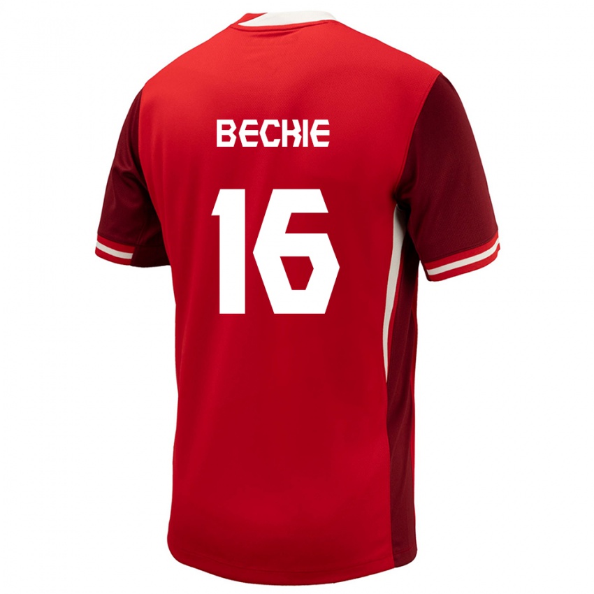 Kobiety Kanada Janine Beckie #16 Czerwony Domowa Koszulka 24-26 Koszulki Klubowe