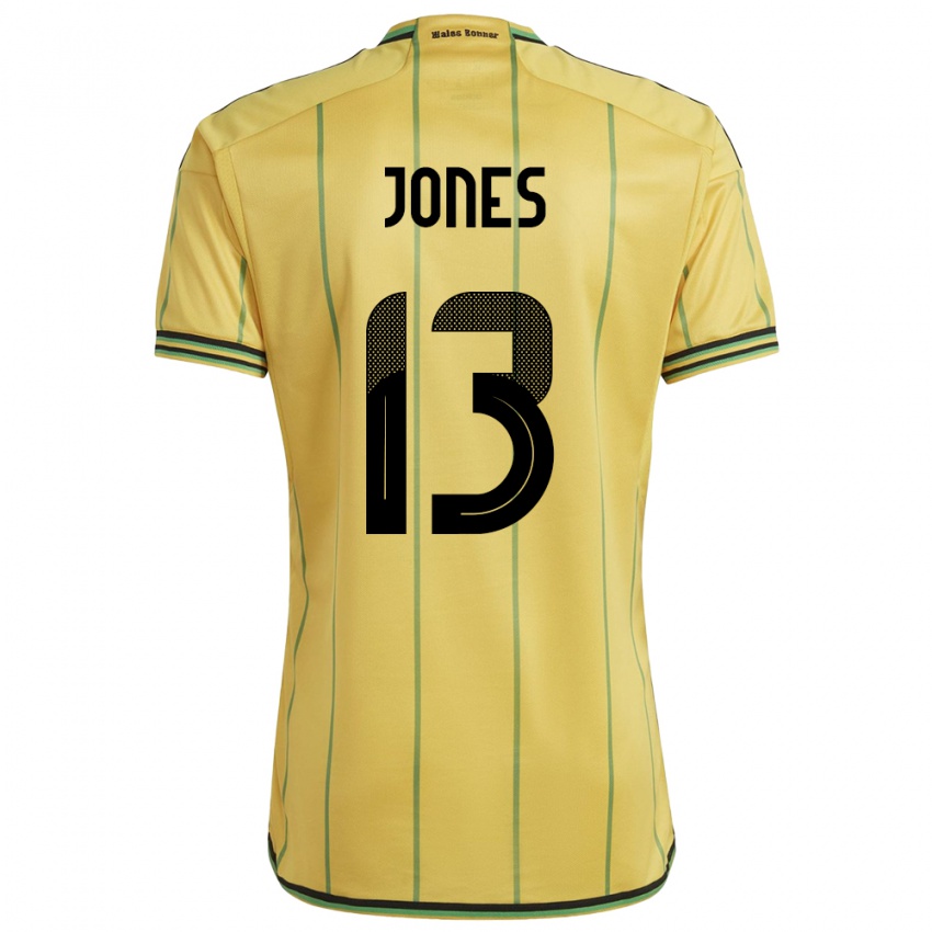 Kobiety Jamajka Javanae Jones #13 Żółty Domowa Koszulka 24-26 Koszulki Klubowe