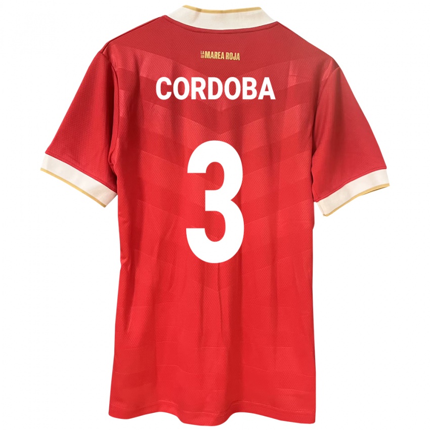 Kobiety Panama José Córdoba #3 Czerwony Domowa Koszulka 24-26 Koszulki Klubowe