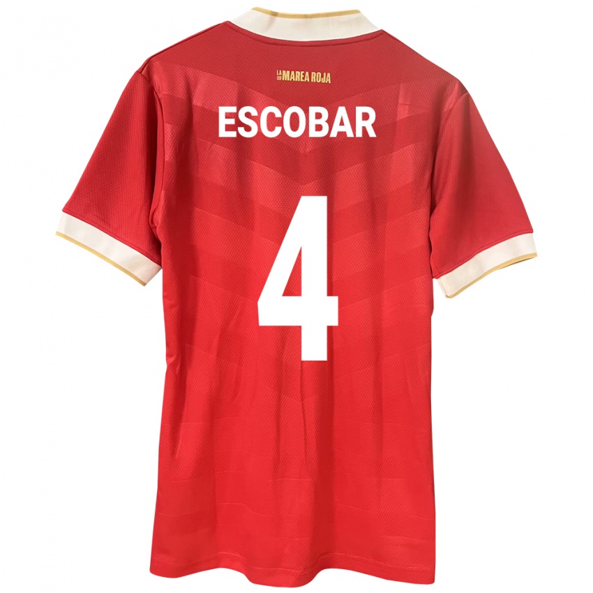 Kobiety Panama Fidel Escobar #4 Czerwony Domowa Koszulka 24-26 Koszulki Klubowe