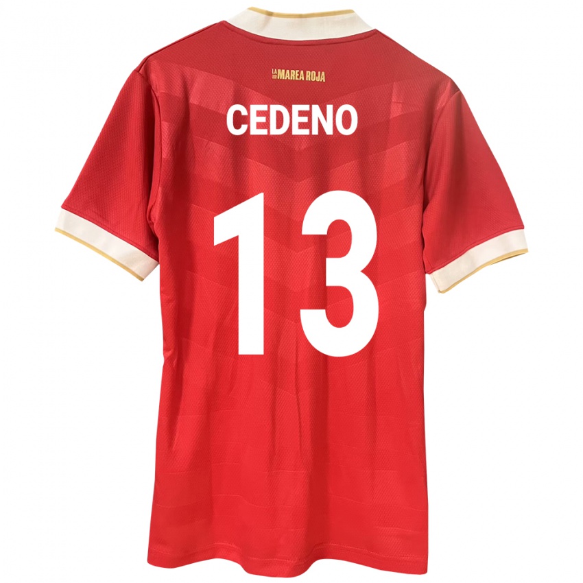 Kobiety Panama Edward Cedeño #13 Czerwony Domowa Koszulka 24-26 Koszulki Klubowe