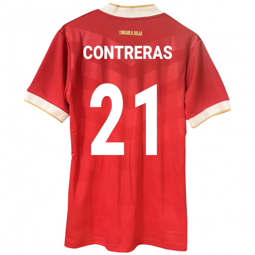 Kobiety Panama Davis Contreras #21 Czerwony Domowa Koszulka 24-26 Koszulki Klubowe