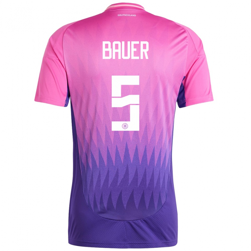 Kobiety Niemcy Maximilian Bauer #5 Różowy Fiolet Wyjazdowa Koszulka 24-26 Koszulki Klubowe