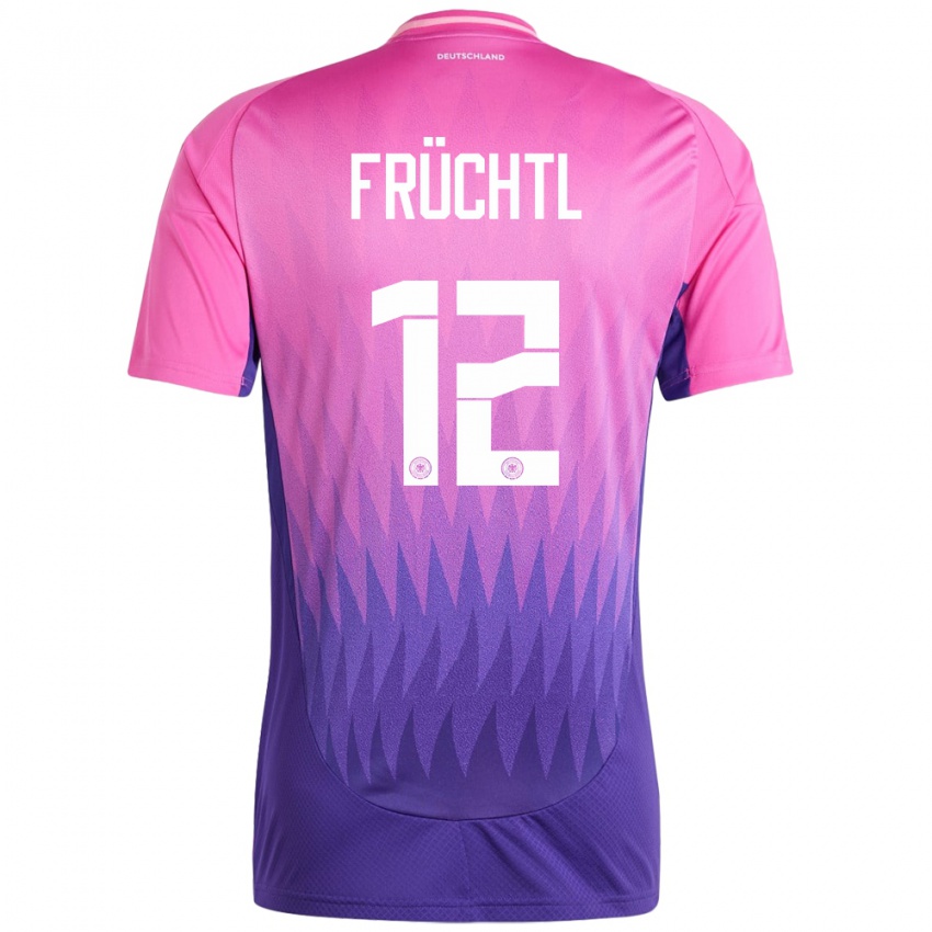 Kobiety Niemcy Christian Fruchtl #12 Różowy Fiolet Wyjazdowa Koszulka 24-26 Koszulki Klubowe