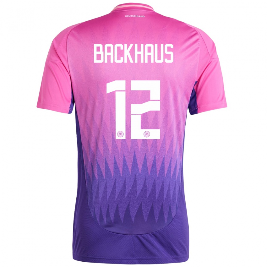 Kobiety Niemcy Mio Backhaus #12 Różowy Fiolet Wyjazdowa Koszulka 24-26 Koszulki Klubowe
