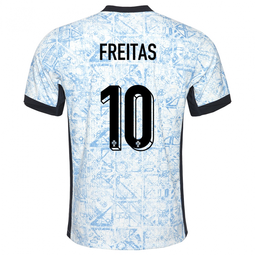Kobiety Portugalia Tiago Freitas #10 Kremowy Niebieski Wyjazdowa Koszulka 24-26 Koszulki Klubowe