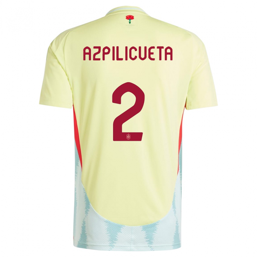 Kobiety Hiszpania Cesar Azpilicueta #2 Żółty Wyjazdowa Koszulka 24-26 Koszulki Klubowe
