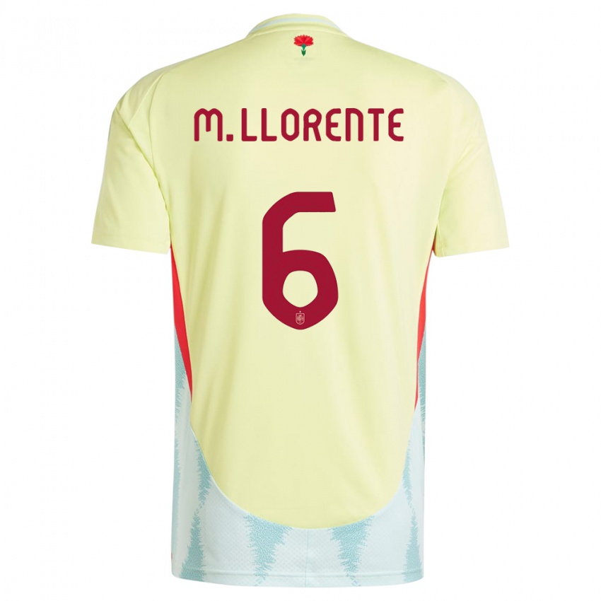 Kobiety Hiszpania Marcos Llorente #6 Żółty Wyjazdowa Koszulka 24-26 Koszulki Klubowe