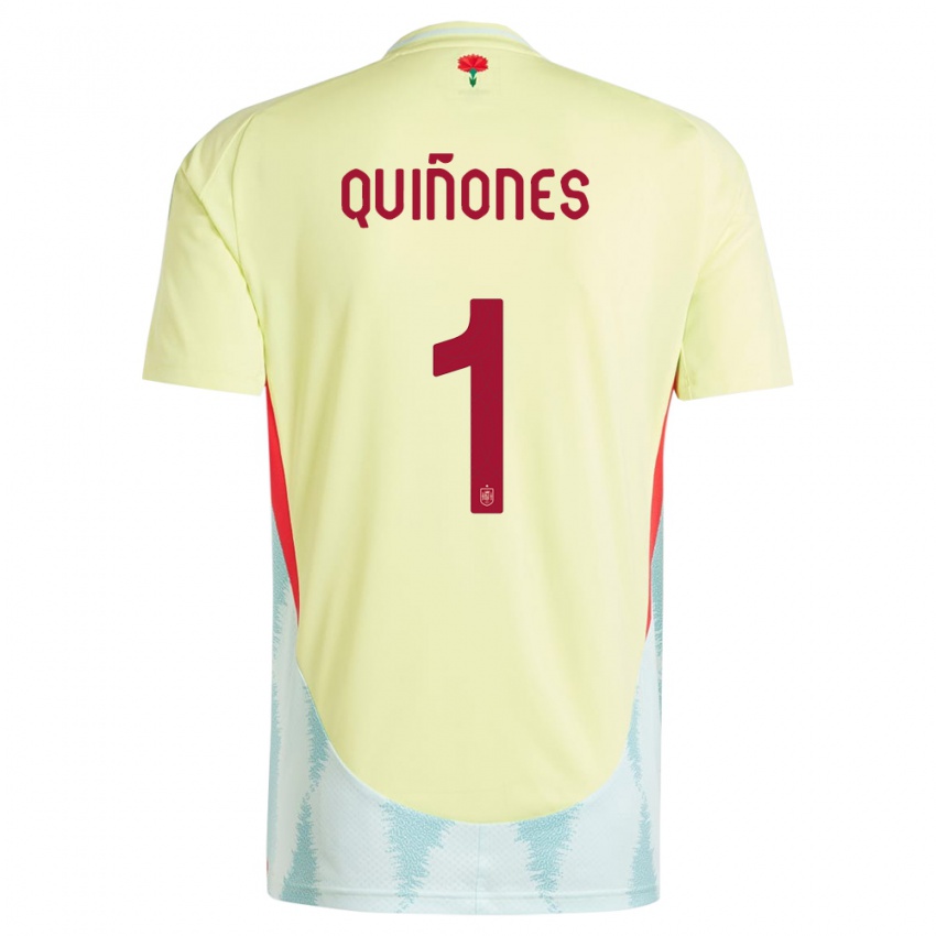 Kobiety Hiszpania Mariasun Quinones #1 Żółty Wyjazdowa Koszulka 24-26 Koszulki Klubowe
