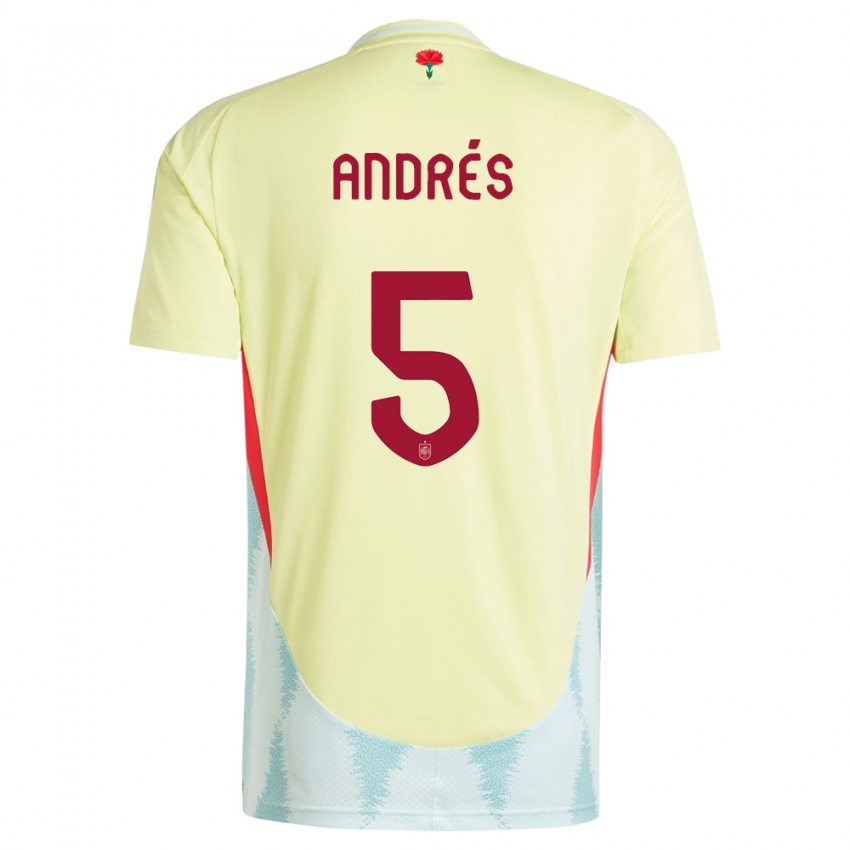 Kobiety Hiszpania Ivana Andres #5 Żółty Wyjazdowa Koszulka 24-26 Koszulki Klubowe
