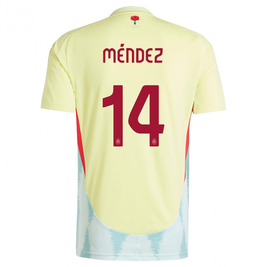 Kobiety Hiszpania Maria Mendez #14 Żółty Wyjazdowa Koszulka 24-26 Koszulki Klubowe