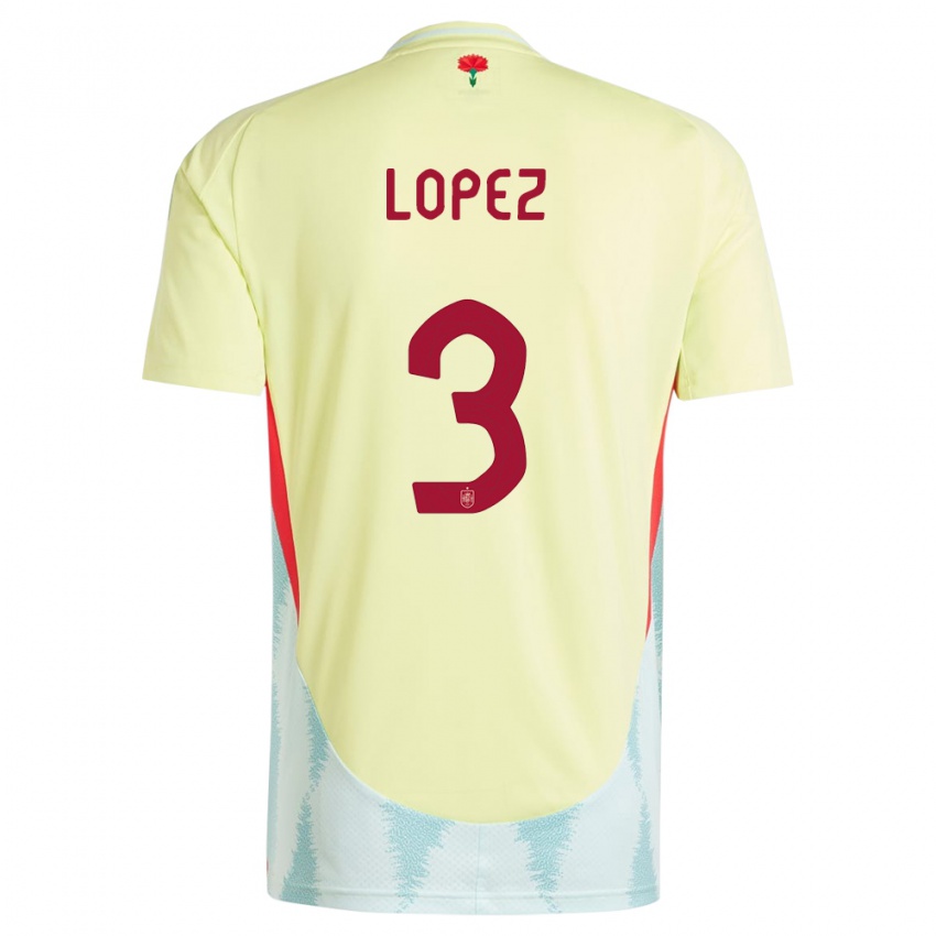 Kobiety Hiszpania Juan Lopez #3 Żółty Wyjazdowa Koszulka 24-26 Koszulki Klubowe