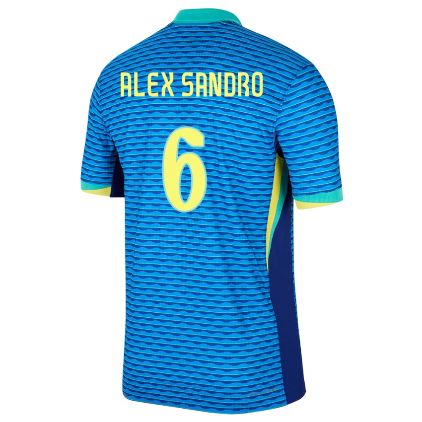 Kobiety Brazylia Alex Sandro #6 Niebieski Wyjazdowa Koszulka 24-26 Koszulki Klubowe