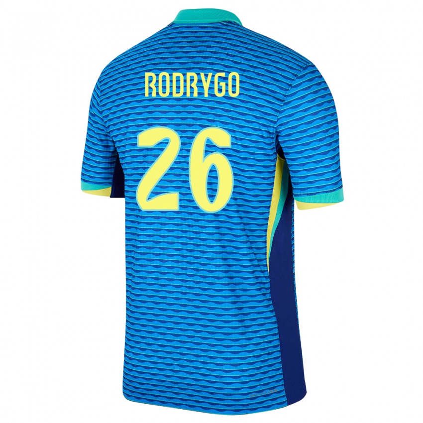 Kobiety Brazylia Rodrygo #26 Niebieski Wyjazdowa Koszulka 24-26 Koszulki Klubowe