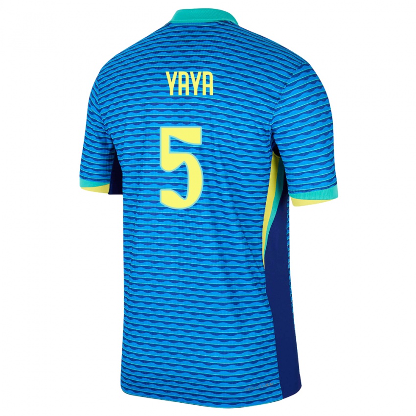 Kobiety Brazylia Yaya #5 Niebieski Wyjazdowa Koszulka 24-26 Koszulki Klubowe