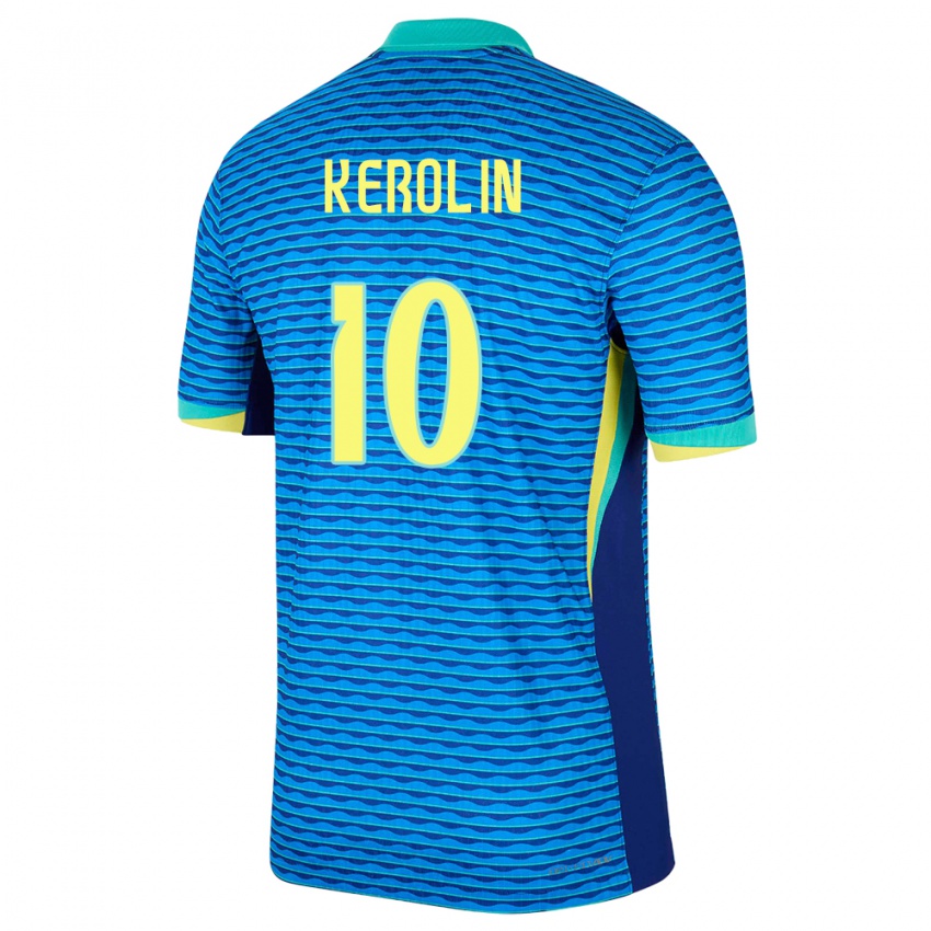 Kobiety Brazylia Kerolin Nicoli #10 Niebieski Wyjazdowa Koszulka 24-26 Koszulki Klubowe