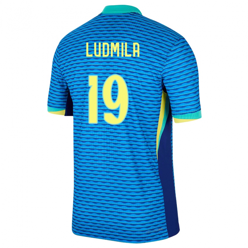 Kobiety Brazylia Ludmila #19 Niebieski Wyjazdowa Koszulka 24-26 Koszulki Klubowe