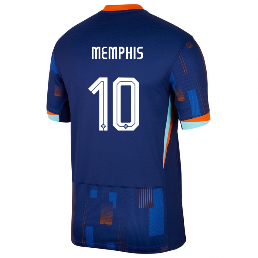 Kobiety Holandia Memphis Depay #10 Niebieski Wyjazdowa Koszulka 24-26 Koszulki Klubowe