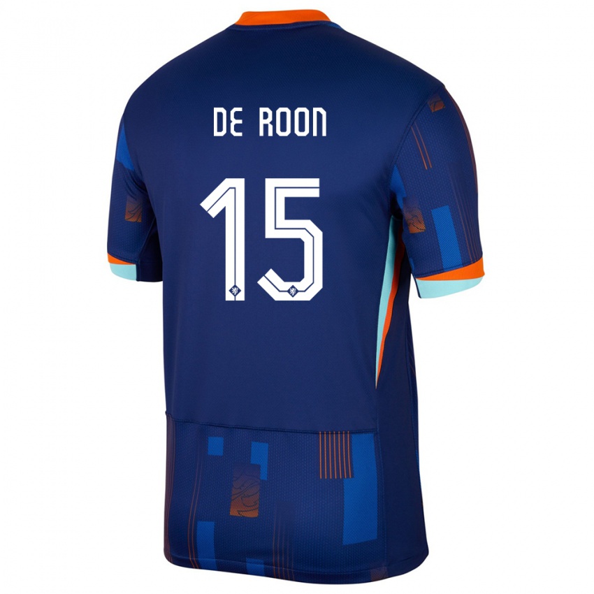 Kobiety Holandia Marten De Roon #15 Niebieski Wyjazdowa Koszulka 24-26 Koszulki Klubowe