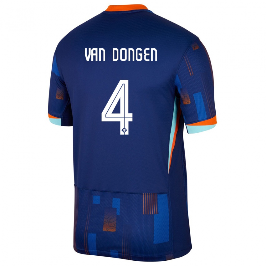 Kobiety Holandia Merel Van Dongen #4 Niebieski Wyjazdowa Koszulka 24-26 Koszulki Klubowe